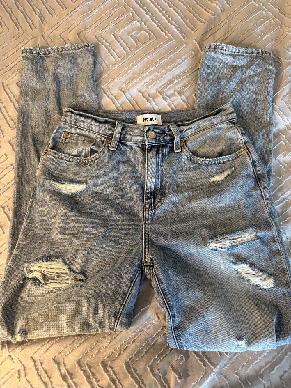 PISTOLA Light Blue Distressed High-Rise Women's Jeans